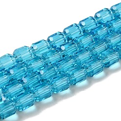 Темно-Голубой Стеклянные бусины, граненый ствол, глубокое синее небо, 7x6 мм, отверстие : 1 мм, около 78~79 шт / нитка, 21.26~21.46 дюйм (54~54.5 см)