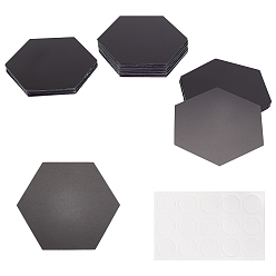 Black Acrylic Hexagon Mirror Wall Decor, with Adhesive Tape, for Wall Ornament Bedroom Living Room Decoration, Black, 82.5x95x0.7mm, 12pcs/set