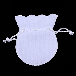 White Velvet Drawstring Pouches, Candy Gift Bags, Christmas Party, Wedding Favors Bags, White, 9x7cm, 10pcs/set