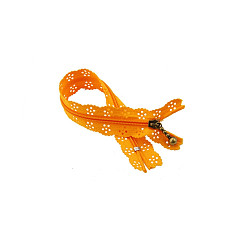 Orange Nylon Zipper, with Antique Bronze Iron Findings, Hollow Flower Pattern, Garment Accessories, Orange, 20cm