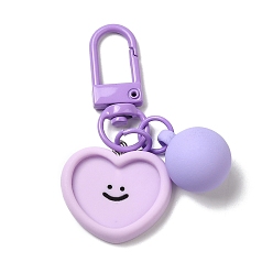 Heart Cartoon Smiling Face Acrylic Pendant Keychain, with Candy Ball Charm and Alloy Finding, for Car Bag Decoration, Heart, 62~67mm