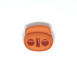 Dark Orange Nylon Cord Locks Clip Ends, Double Hole Drawstring Stopper Fastener Buttons, Dark Orange, 1.8x2cm, Hole: 4mm