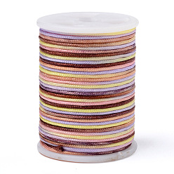 Colorful Segment Dyed Polyester Thread, Braided Cord, Colorful, 1mm, about 7.65 yards(7m)/roll
