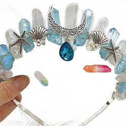 Темно-Голубой Резинки для волос из натурального кварца, корона сплав резинки для волос для женщин девочек, глубокое синее небо, 350x150 мм