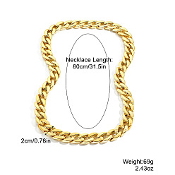 N2304-17 Smooth NK Men's Cuban Chain Necklace with Bold Diamond Inlay - Non-Fading and Eye-Catching