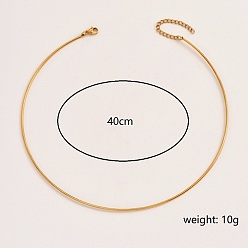 Golden Stainless Steel Simple Thin Collar Necklace, Rigid Choker Necklaces, Golden, 15.75 inch(40cm)