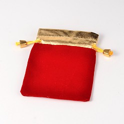 Red Velvet Jewelry Bag, Rectangle, Red, 95x69mm