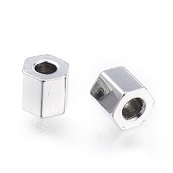 Stainless Steel Color 304 Stainless Steel Spacer Beads, Hexagon, Stainless Steel Color, 3x3x3mm, Hole: 1.4mm