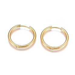 Golden Ion Plating(IP) 304 Stainless Steel Huggie Hoop Earrings, with 316 Surgical Stainless Steel Pin, Ring, Golden, 25x2.5mm, 10 Gauge, Pin: 0.9mm