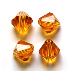 Orange Imitation Austrian Crystal Beads, Grade AAA, Faceted, Bicone, Orange, 6x6mm, Hole: 0.7~0.9mm