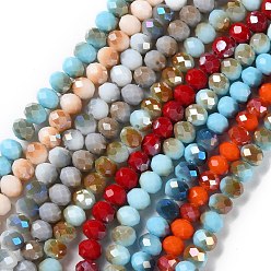 Mixed Color Opaque Solid Color Glass Bead Strands, Facted, Round, Mixed Color, 7~8x6mm, Hole: 1.4mm, about 65~67pcs/strand, 14.96~16.93''(38~43cm)