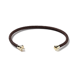 Coconut Brown Stainless Steel Cuff Bangle Making, with Golden Tone Brass Finding, for Half Drilled Beads, Coconut Brown, Inner Diameter: 1-3/4x2-3/8 inch(4.6x6cm), Pin: 1mm