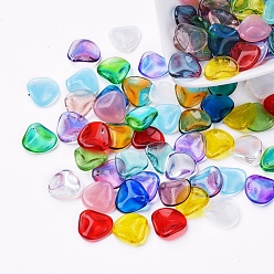 Mixed Color Czech Glass Beads, Electroplated/Dyed/Transparent/Imitation Opalite, Triangle, Mixed Color, 13.5x14x3.5mm, Hole: 1mm, about 117~123pcs/bag.