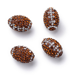 Topazee Faits à la main en pâte polymère perles strass, ovale, topaze, 15~15.5x10.5mm, Trou: 1.5mm