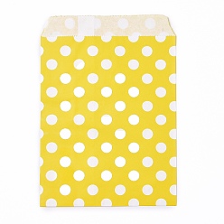 Yellow Kraft Paper Bags, No Handles, Food Storage Bags, Polka Dot Pattern, Yellow, 18x13cm