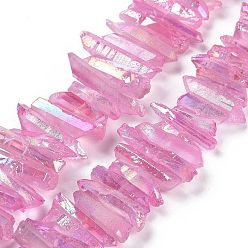 Plum Natural Quartz Crystal Points Beads Strands, Dyed, Nuggets, Plum, 15~30x4~8x4~7mm, Hole: 1mm, 8 inch