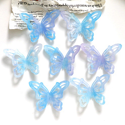 Deep Sky Blue Acrylic Cabochons, Butterfly, Deep Sky Blue, 38x41mm