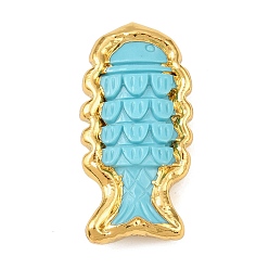 Светло-Синий Латунь из рыбьей смолы, с латунной фурнитурой , голубой, 43.5~45x22.5~23x9.5~10 мм, отверстие : 1.2 мм