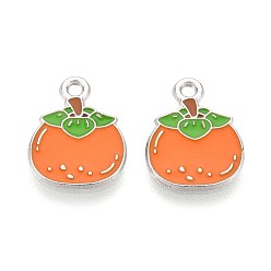 Темно-Оранжевый Эмалевые подвески из фруктового сплава, мандарин, платина, темно-оранжевый, 15.5x12x1 мм, отверстие : 1.5 мм