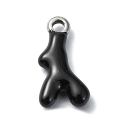 Черный 304 подвески из нержавеющей стали, с эмалью, Подвеска из коралловой ветки и рога, чёрные, 18.5x9.5x4 мм, отверстие : 2.3 мм