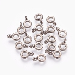 Gunmetal Tibetan Style Hangers, Bail Beads, Rondelle, Cadmium Free & Lead Free, Gunmetal, 6.5x2mm, Hole: 2mm, Inner Diameter: 3mm