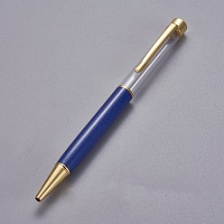 Dark Blue Creative Empty Tube Ballpoint Pens, with Black Ink Pen Refill Inside, for DIY Glitter Epoxy Resin Crystal Ballpoint Pen Herbarium Pen Making, Golden, Dark Blue, 140x10mm