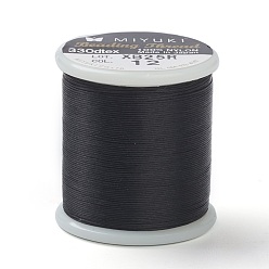 Black MIYUKI Beading Nylon Thread B, 330 DTEX/0.203mm/0.008", for Seed Beads, #12, Black, 0.16mm, 55 yards(50 meters)/roll