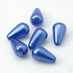 Blue ABS Plastic Imitation Pearl, Drop, Blue, 16x10mm, Hole: 1mm, about 600pcs/pound