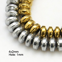 Couleur Mélangete Non-magnétiques perles d'hématite synthétique brins, Grade a, rondelle, couleur mixte, 4x2mm
