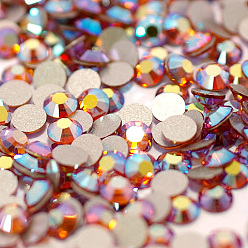 Topaz Glass Flat Back Rhinestone, Grade A, Back Plated, Faceted, AB Color, Half Round, Topaz, 3~3.2mm, about 1440pcs/bag