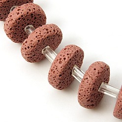 Indian Red Natural Lava Rock Beads Strands, Dyed, Heishi Beads, Disc/Flat Round, Indian Red, 20x7mm, Hole: 1mm
