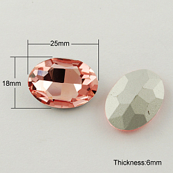 Light Salmon Glass Pointed Back Rhinestone, Back Plated, Faceted, Oval, Light Salmon, 18x25x6mm