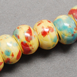 Шампанско-Желтый Фарфора ручной работы европейский бусины, бусины с большим отверстием, жемчужные, рондель, шампанское желтый, 12x9 мм