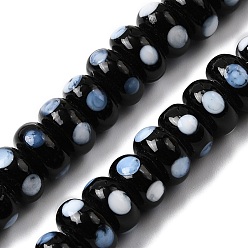 Черный Бусины лэмпворк , рондель с горошком, чёрные, 9.5~10x5 мм, отверстие : 1.8 мм, около 40 шт / нитка, 8.27'' (21 см)