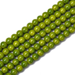 Yellow Green Normal Glass Strand Beads, Yellow Green, 6mm, Hole: 0.5mm, about 68pcs/strand, 16''(40.64cm)