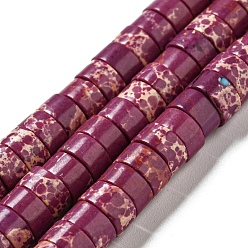Medium Violet Red Synthetic Imperial Jasper Dyed Beads Strands, Disc, Heishi Beads, Medium Violet Red, 6~6.5x3~3.5mm, Hole: 1.2mm, about 107pcs/strand, 14.88''~14.96''(37.8~38cm)