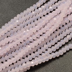 Lavender Blush Faceted Rondelle Imitation Jade Glass Beads Strands, Lavender Blush, 3.5x2mm, Hole: 0.5mm, about 148pcs/strand, 14.9 inch
