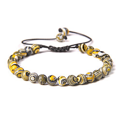 Малахит Синтетический малахит круглые бусины регулируемые плетеные браслеты, 6 мм