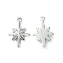 Stainless Steel Color 304 Stainless Steel Pendants, Star Charms, Stainless Steel Color, 21x14x2.7mm, Hole: 1.2mm