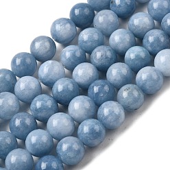 Васильковый Природные окрашенные белого нефрита нитей бисера, круглые, васильковый, 10~10.5 мм диаметром, отверстие : 1 мм, около 37 шт / нитка, 14.76''~14.80'' (37.5~37.6 см)