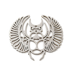 Stainless Steel Color 304 Stainless Steel Pendants, Laser Cut, Bat with Wing Charm, Stainless Steel Color, 39.5x44.5x1.5mm, Hole: 2mm
