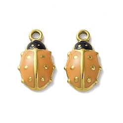 (932FM) Темно-синий аква-матовый с подкладкой 304 из нержавеющей стали шармы эмали, ионное покрытие (ip), очарование божьей коровки, золотые, темно-золотистые, 12.5x7.5x2.5 мм, отверстие : 1.2 мм