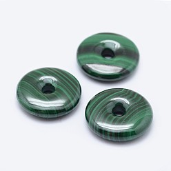 Malachite Natural Malachite Pendants, Donut/Pi Disc, Donut Width: 9mm, 22x5.5mm, Hole: 4mm