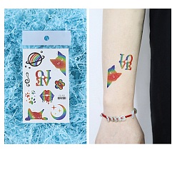 Cat Shape Pride Rainbow Flag Removable Temporary Tattoos Paper Stickers, Cat Shape, 12x7.5cm