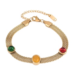 Золотой 304 Браслеты из нержавеющей стали и смолы с овальными звеньями для женщин, золотые, 7.17 дюйм (18.2 см)