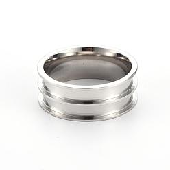 Нержавеющая Сталь Цвет Устойчивая к потускнению 201 заготовка сердечника кольца из нержавеющей стали для изготовления инкрустированных ювелирных изделий, двухканальное кольцо со скошенной кромкой, цвет нержавеющей стали, Размер 8, внутренний диаметр: 18 мм