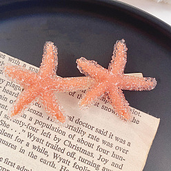 6# Orange Crystal Starfish Hair Clip Candy Color Hairpin for Beach Vacation Hair Accessories.