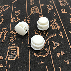 White Nylon Cord Locks Clip Ends, Double Hole Drawstring Stopper Fastener Buttons, White, 1.7cm, Hole: 6mm