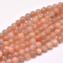 Sunstone Natural Sunstone Round Bead Strands, 8mm, Hole: 1mm, about 47pcs/strand, 15 inch