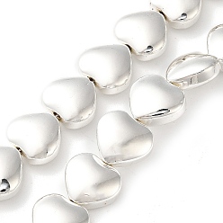 с Покрытием Серебра Стеклянные бусины с гальваническим покрытием , сердце, со серебряным покрытием, 11x12.5x6 мм, отверстие : 1 мм, около 37 шт / нитка, 16.14'' (41 см)